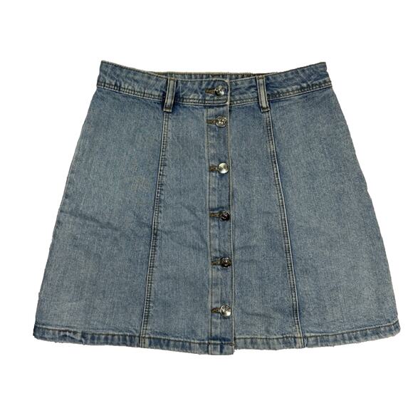 H&M Dresses & Skirts - H&M Divided Women's Front Full Button Jean Denim Skirt Size 4 (Waist 28')